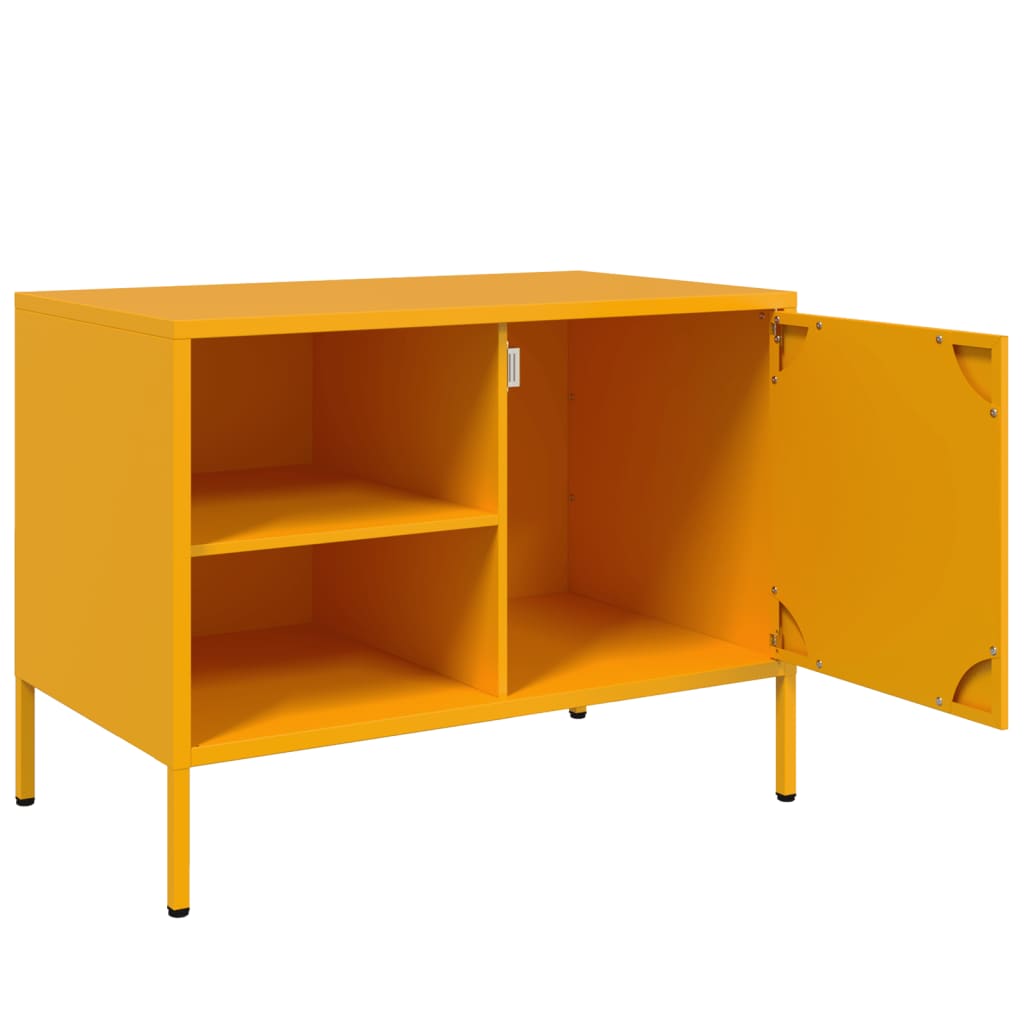 vidaXL Móvel de TV 68x39x50,5 cm aço amarelo mostarda