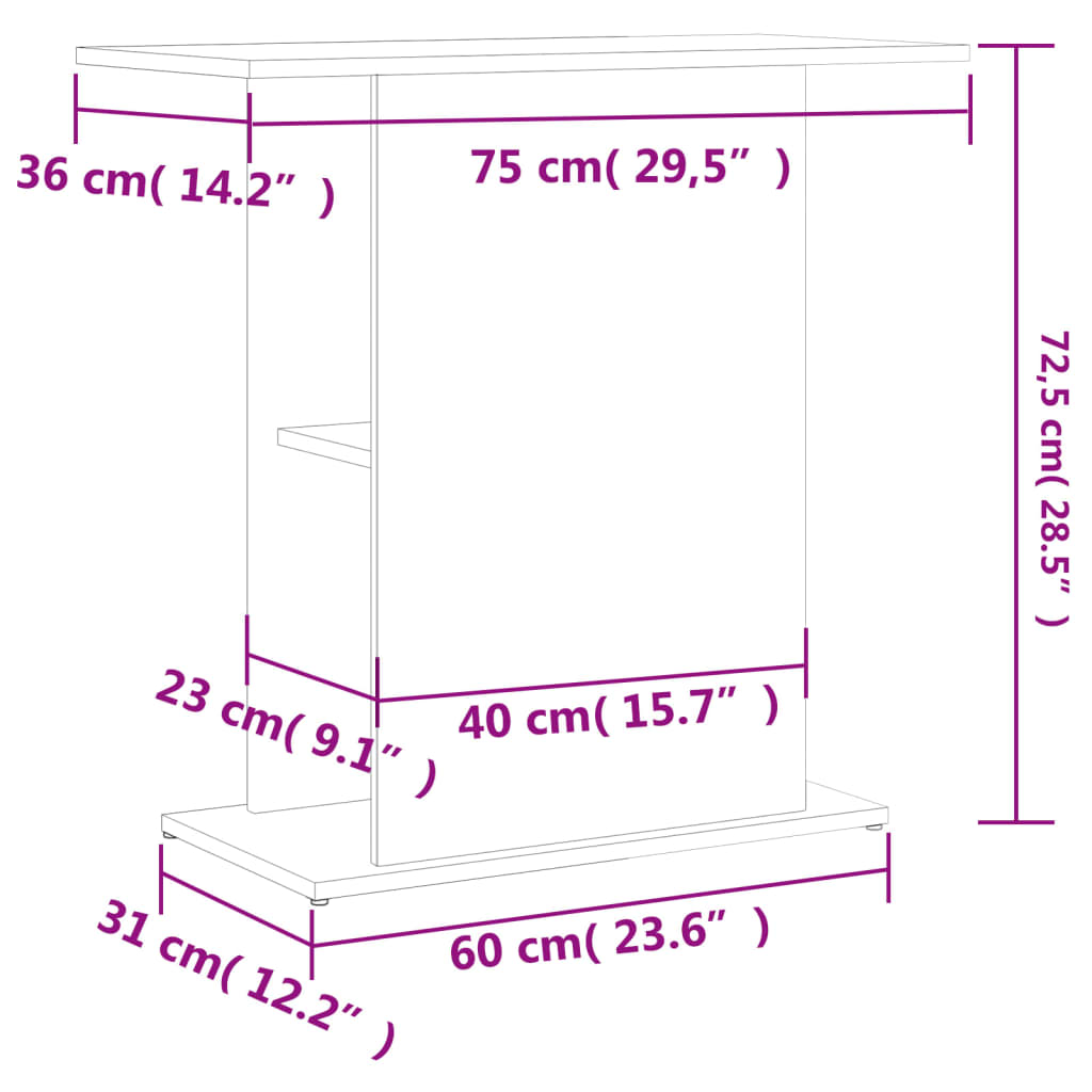 vidaXL Suporte de aquário 75x36x72,5 cm derivados de madeira preto