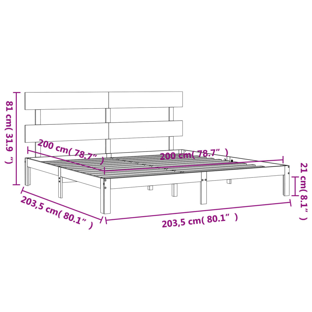 vidaXL Estrutura cama c/ cabeceira 200x200cm maciço castanho-mel