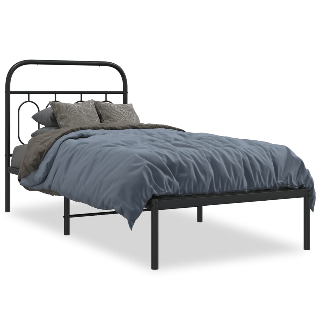 vidaXL Estrutura de cama com cabeceira 90x190 cm metal preto