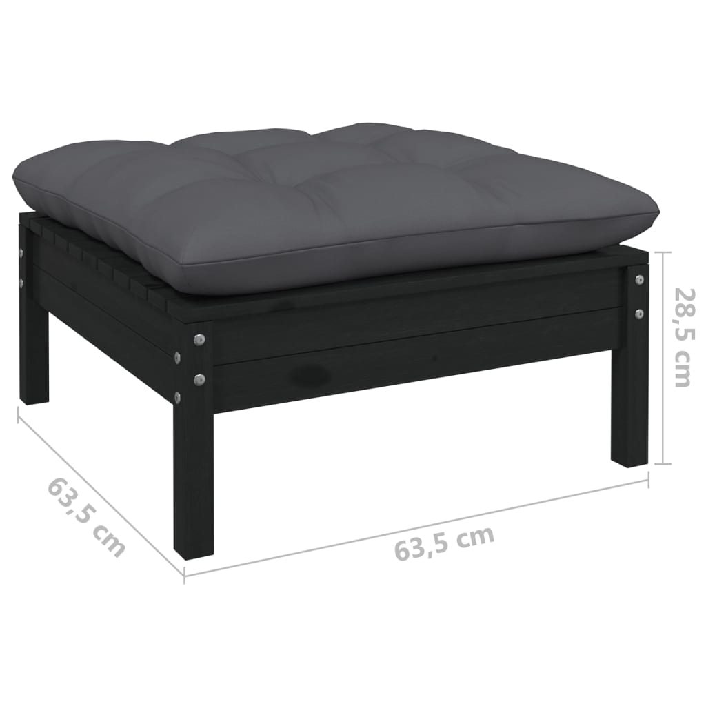 vidaXL 6 pcs conjunto lounge de jardim c/ almofadões pinho preto