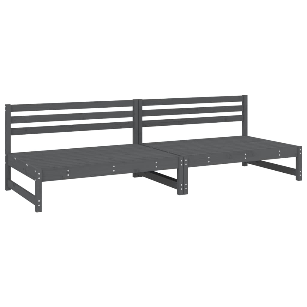 vidaXL Sofás de centro para jardim 2 pcs 120x80 cm pinho maciço cinza