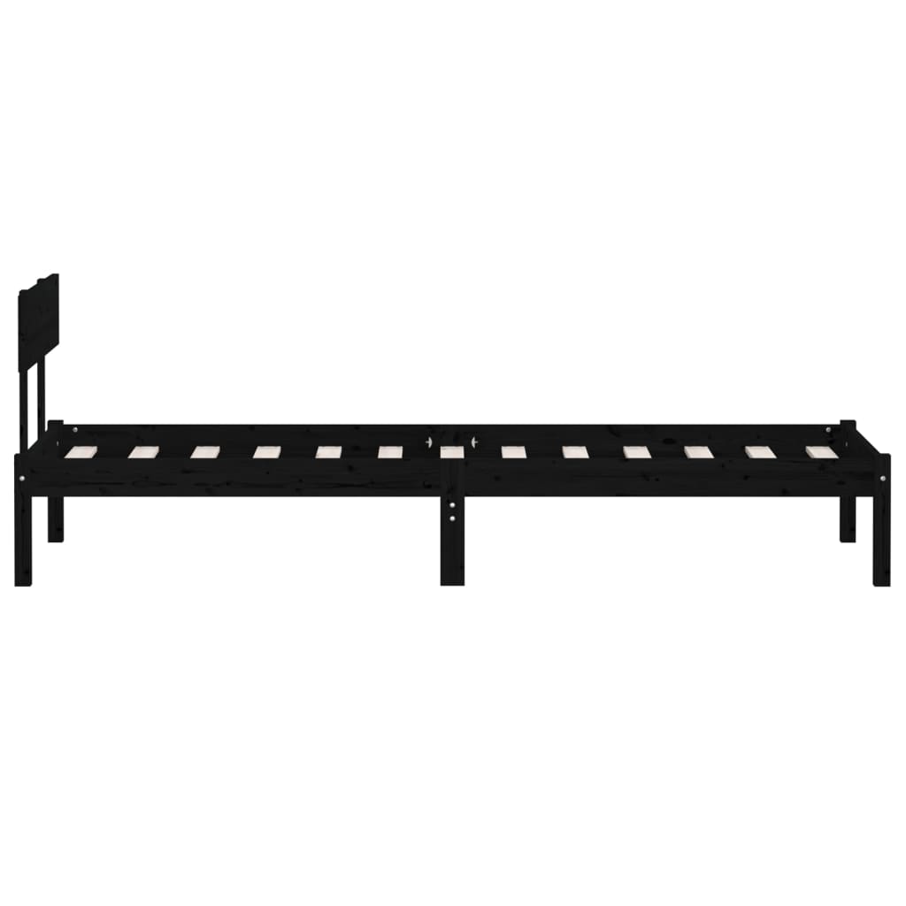 vidaXL Estrutura cama pequena solteiro 75x190 cm madeira maciça preto