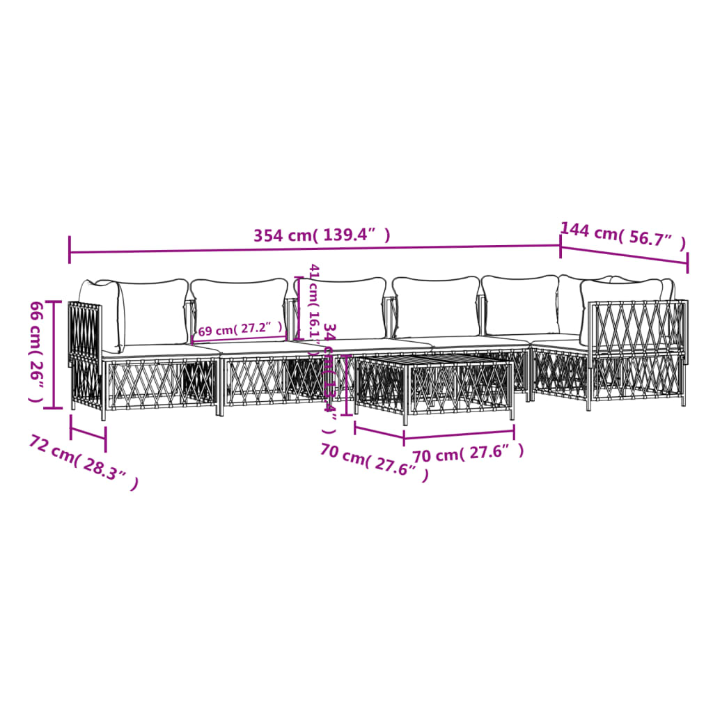 vidaXL 7 pcs conjunto lounge de jardim com almofadões aço antracite