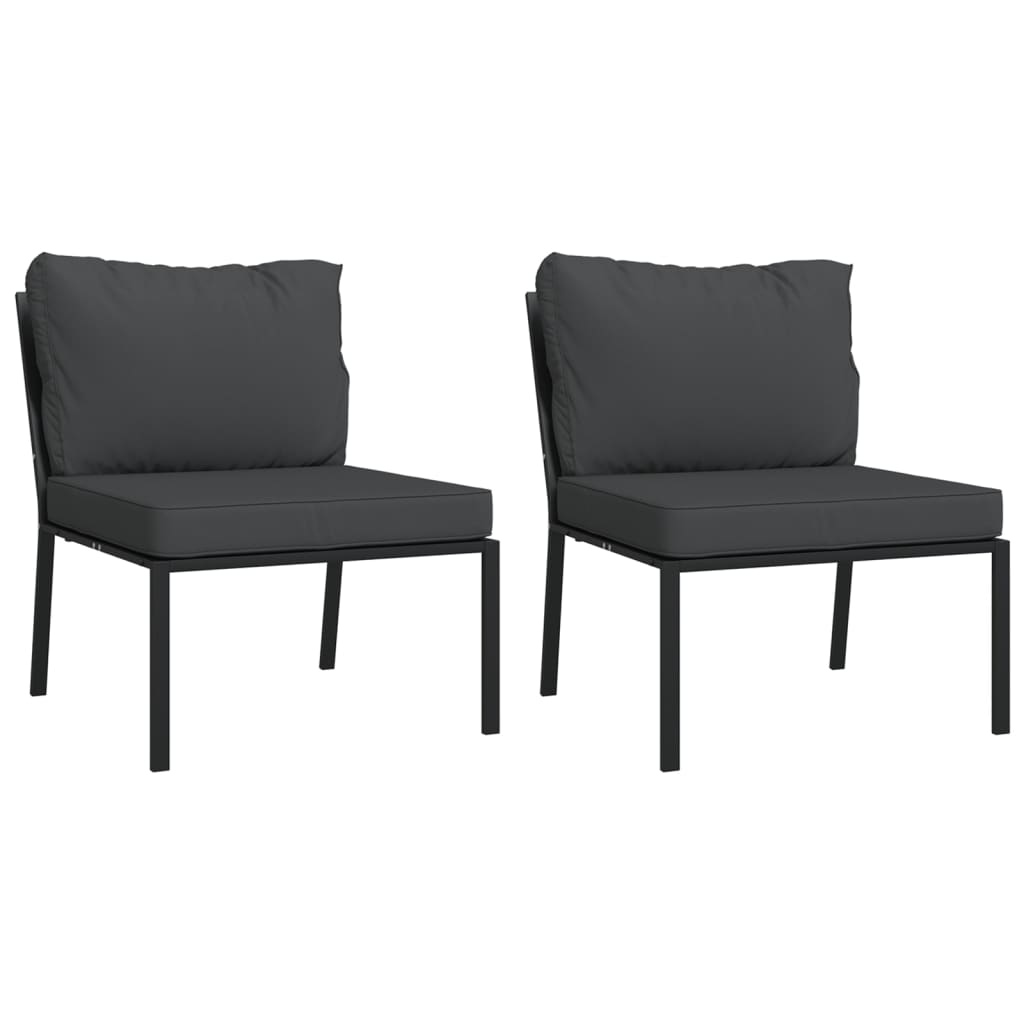 vidaXL 7 pcs conjunto lounge de jardim aço c/ almofadões cinzentos