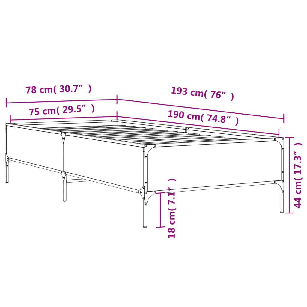 vidaXL Estrutura de cama derivados de madeira/metal carvalho castanho