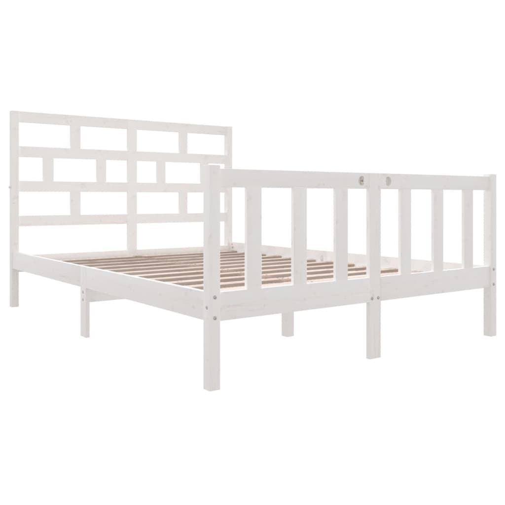 vidaXL Estrutura de cama 140x200 cm madeira de pinho maciça branco