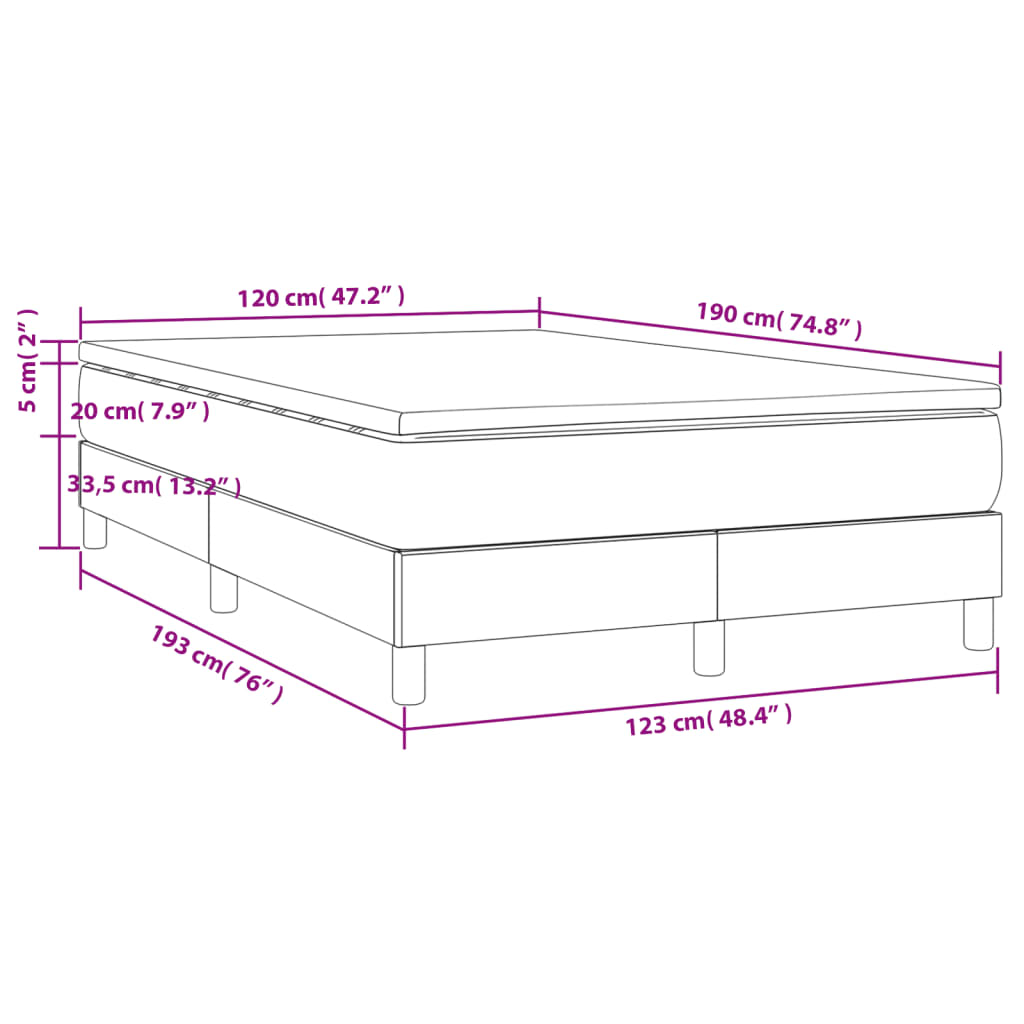 vidaXL Cama boxspring com colchão 120x190 cm couro artificial preto