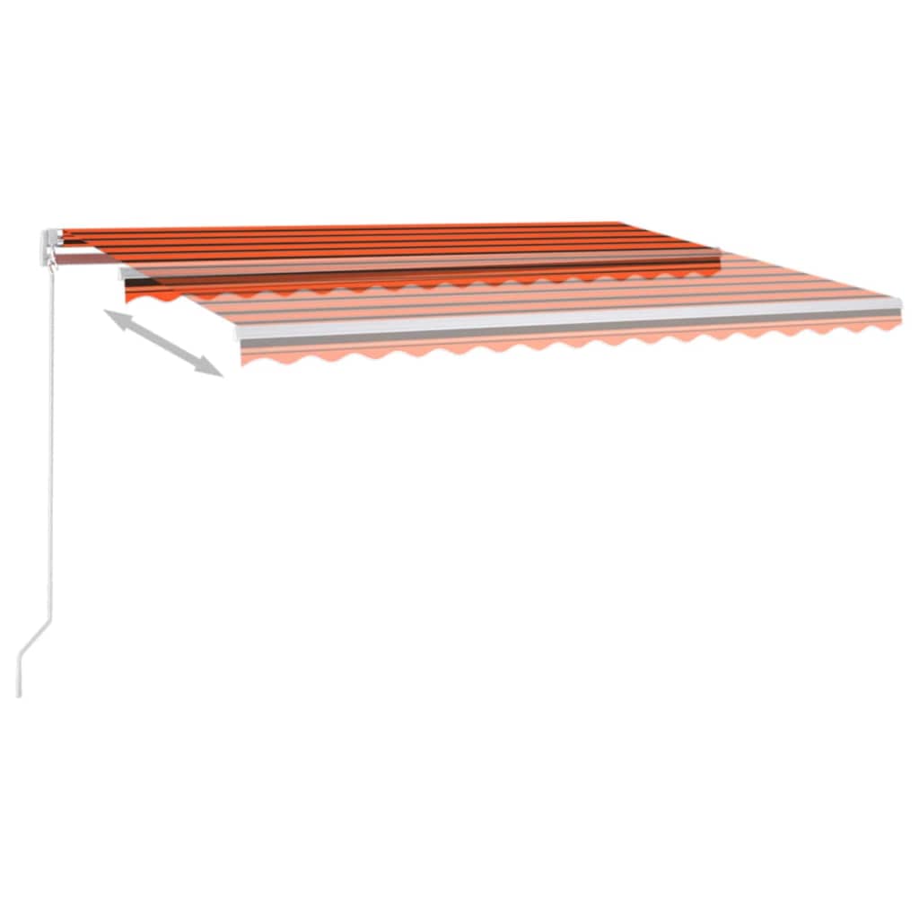 vidaXL Toldo retrátil manual 400x350 cm laranja e castanho