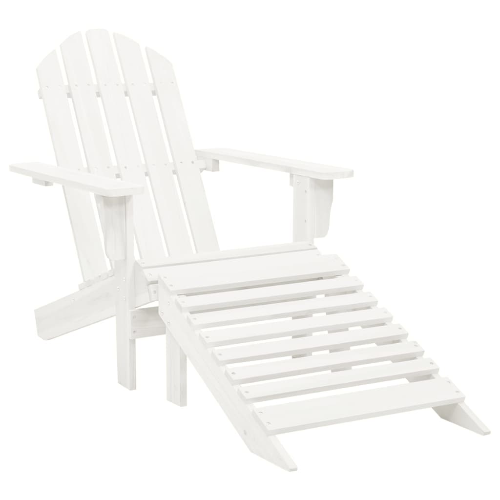 vidaXL Cadeira de jardim Adirondack c/ otomano e mesa abeto branco