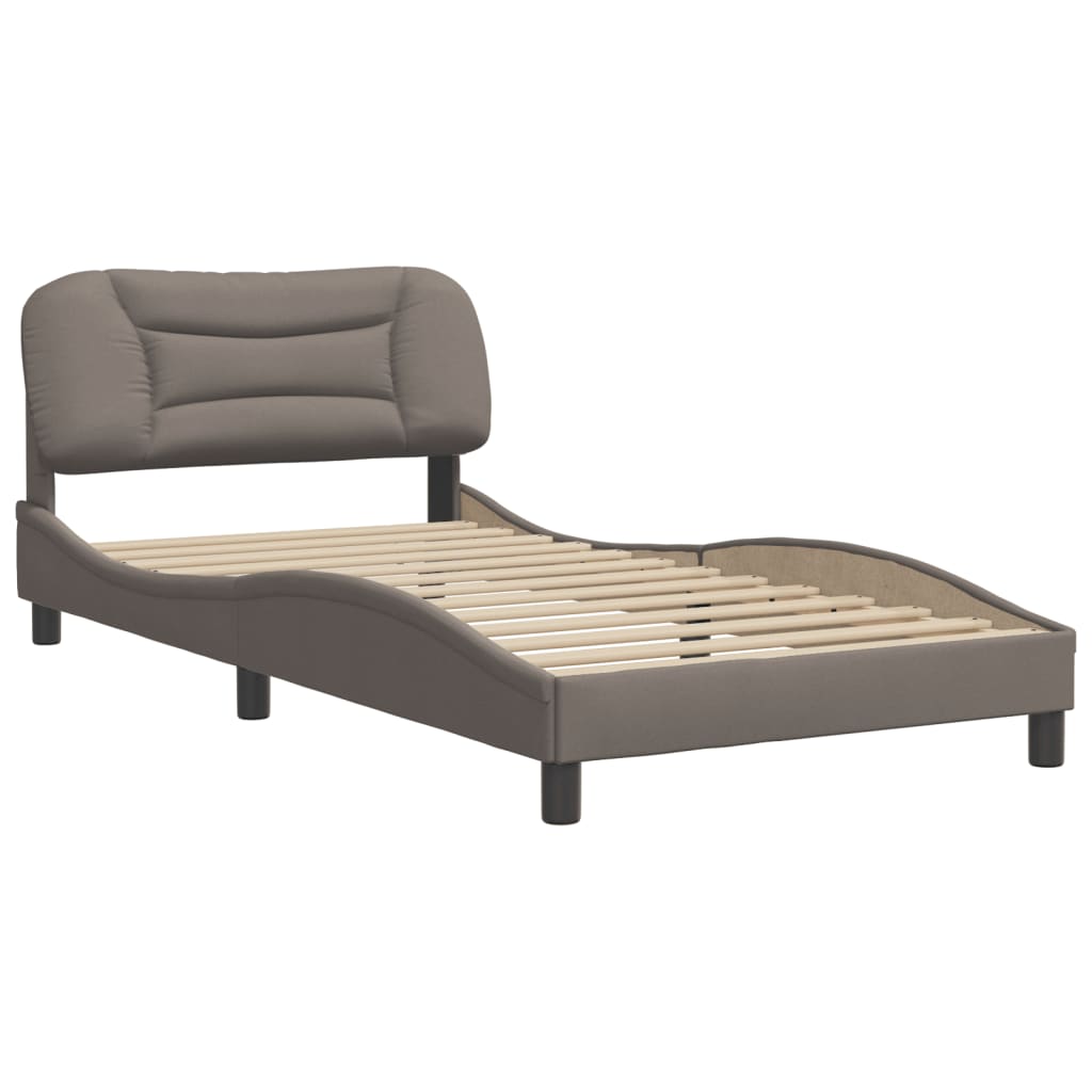 vidaXL Estrutura cama cabeceira 100x200 cm tecido castanho-acinzentado