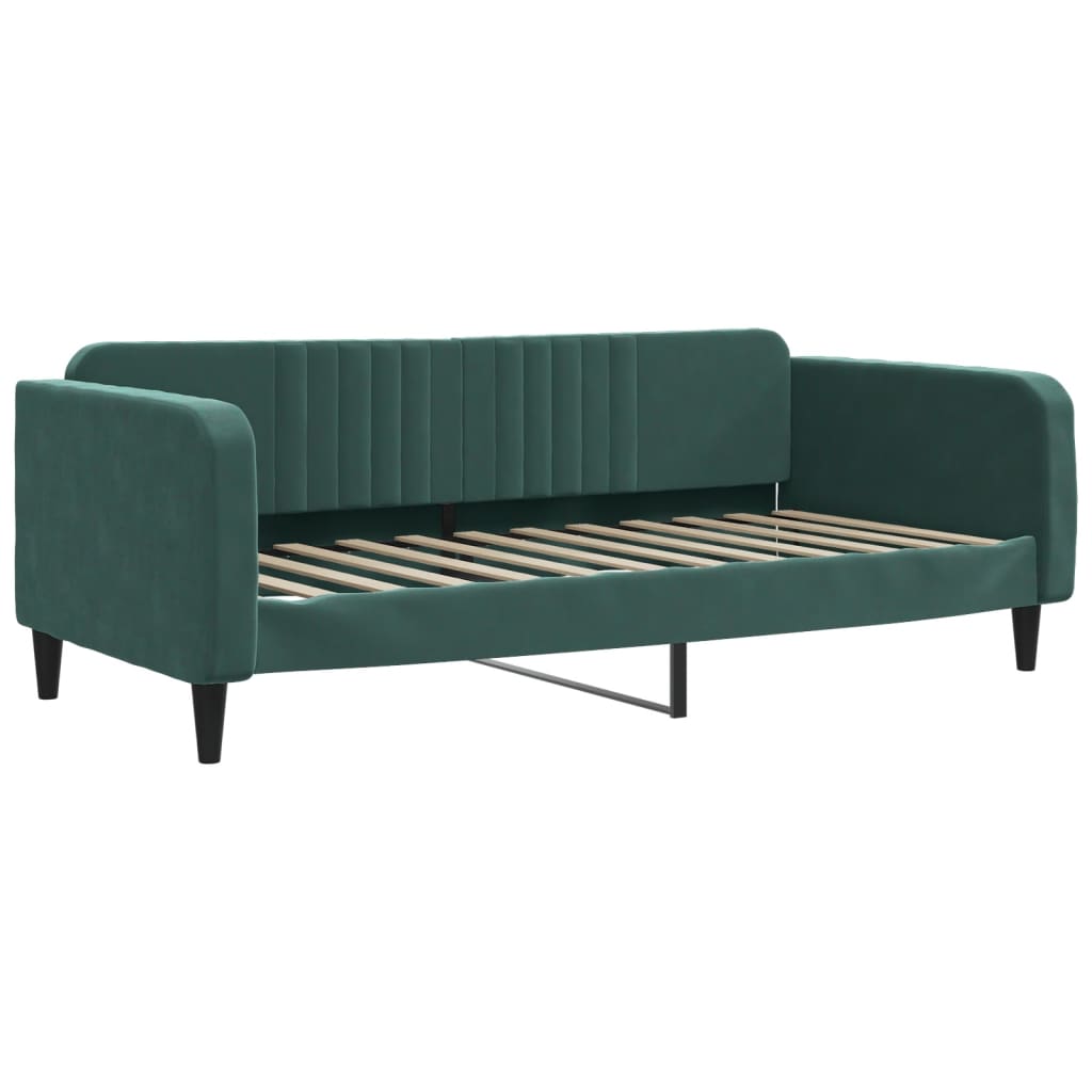 vidaXL Sofá-cama 90x200 cm veludo verde-escuro