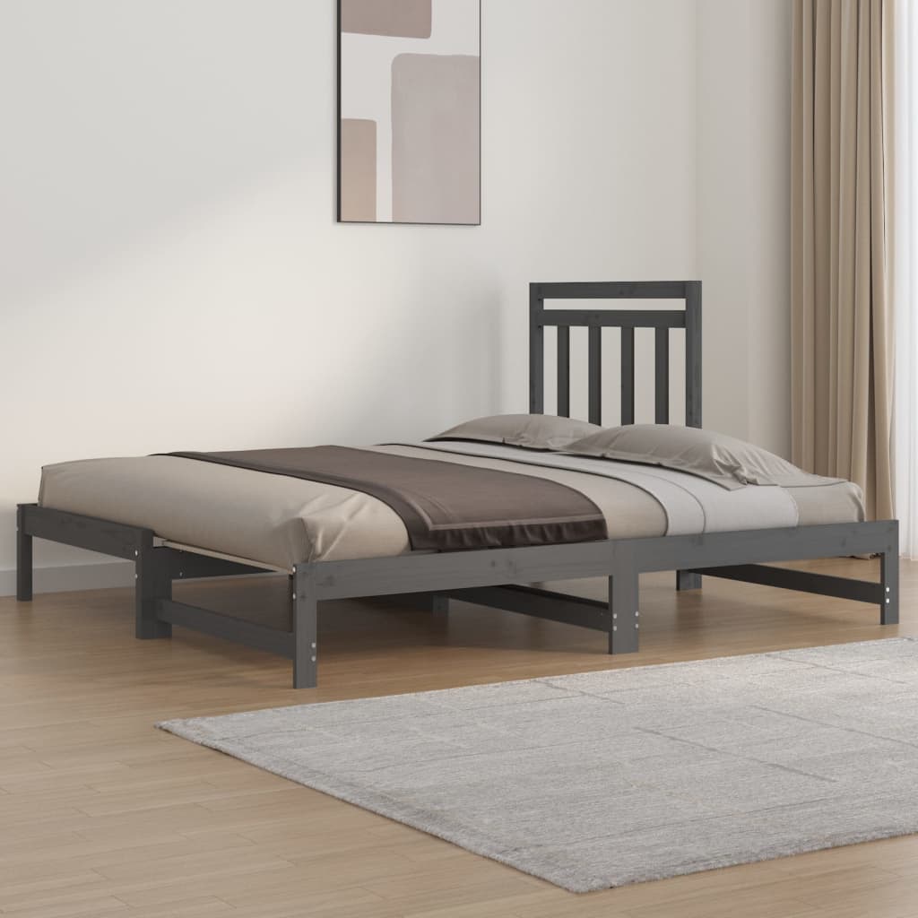 vidaXL Estrutura sofá-cama de puxar 2x(90x190) cm pinho maciço cinza