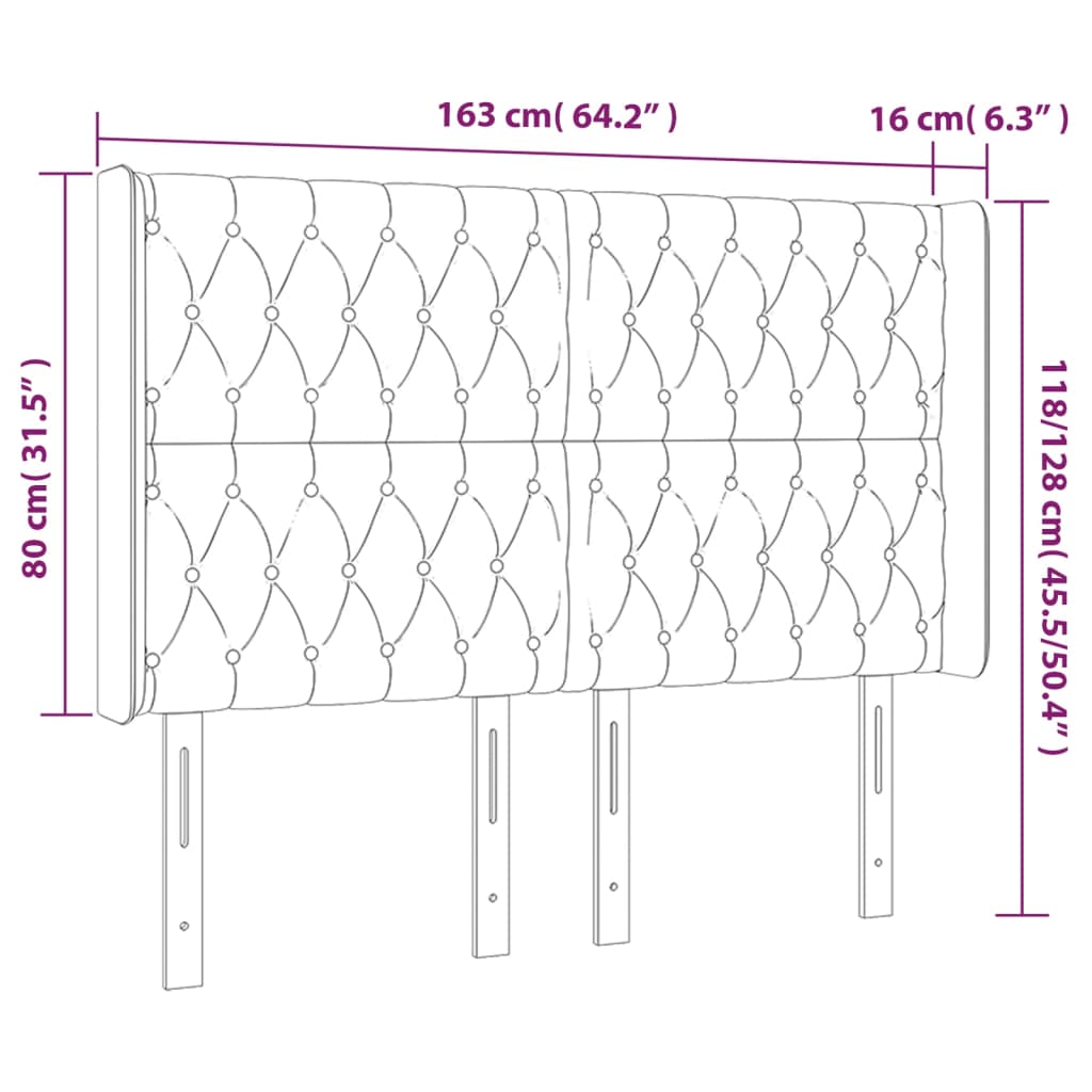 vidaXL Cabeceira cama c/ LED tecido 163x16x118/128cm cinza-acastanhado