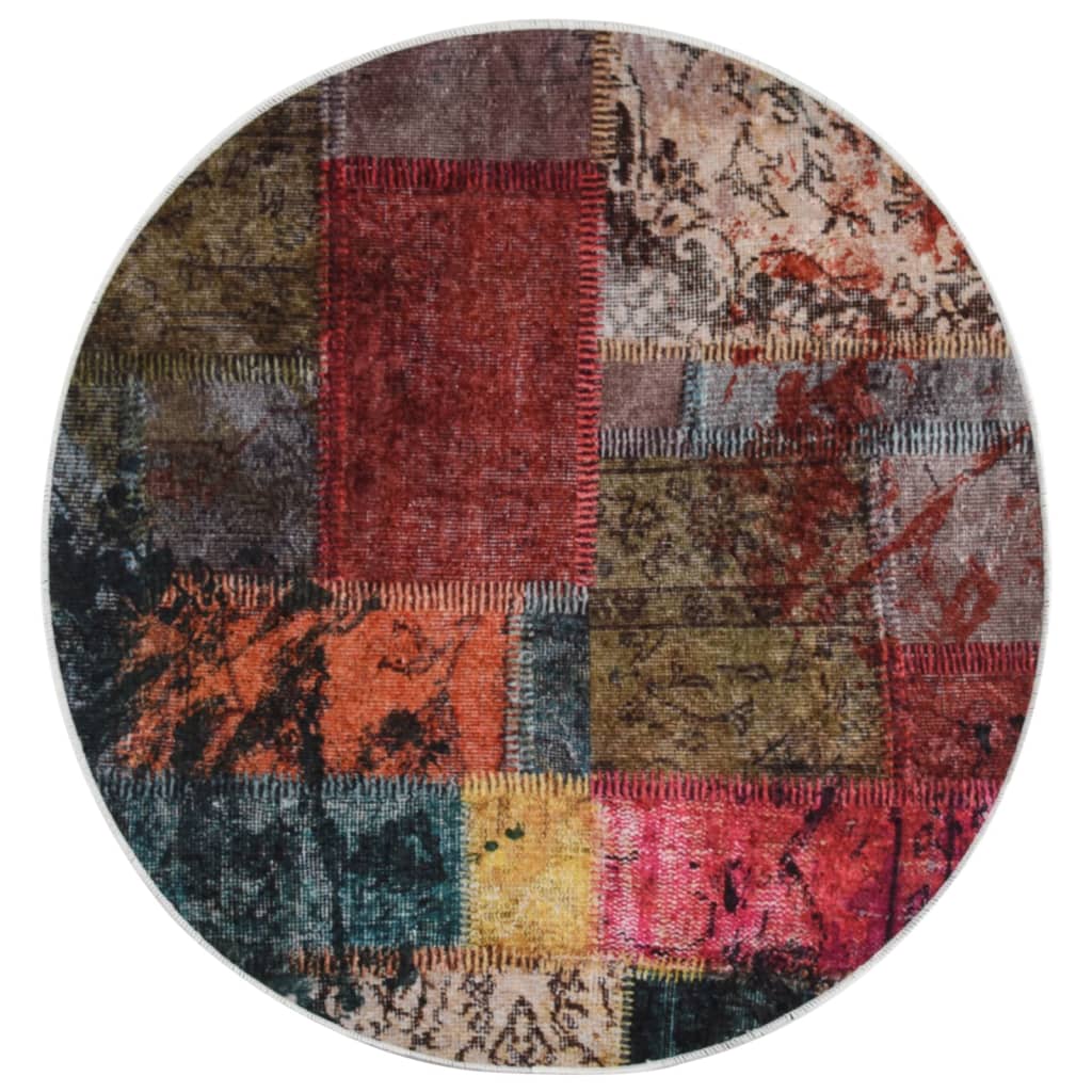 vidaXL Tapete lavável antiderrapante φ120 cm patchwork multicor