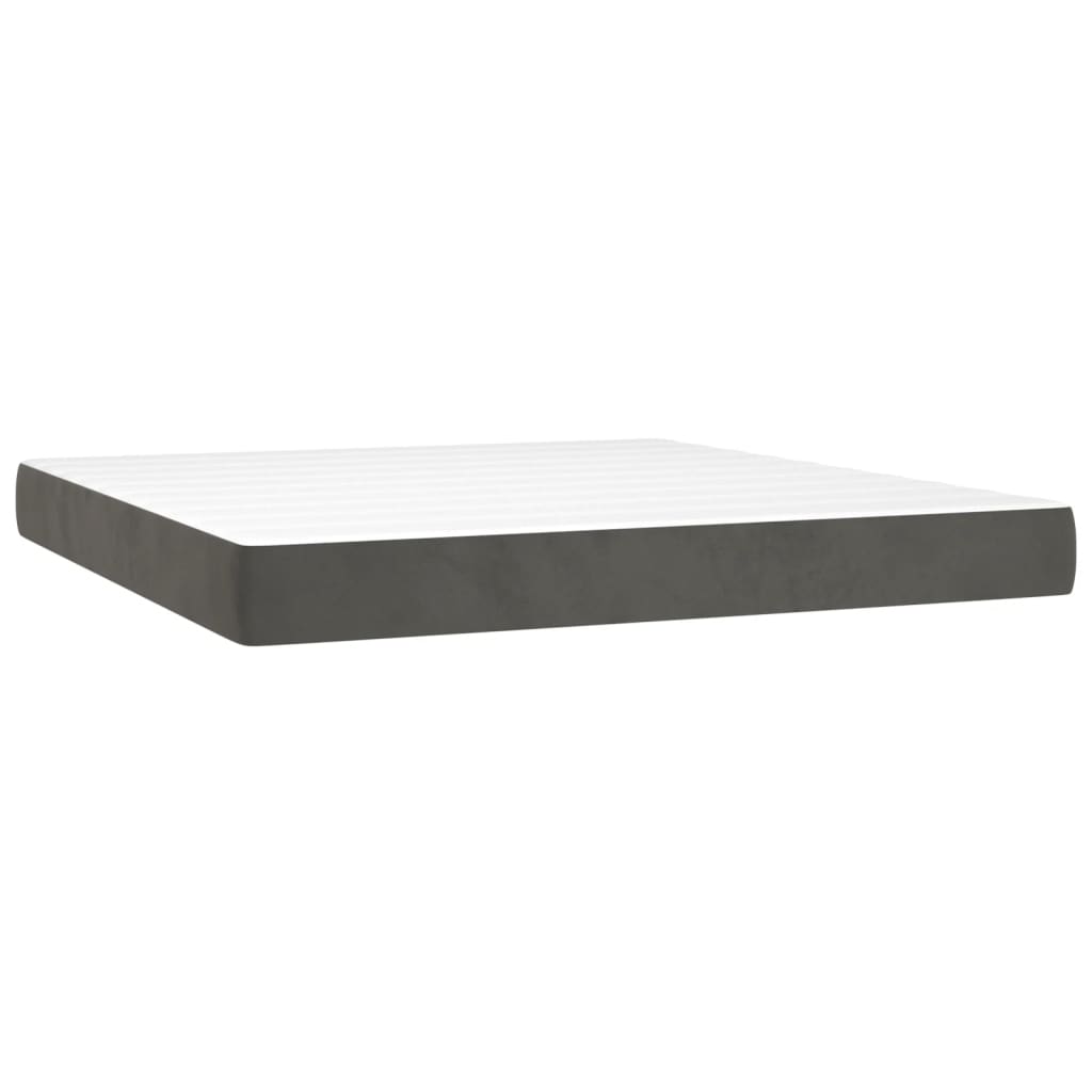 vidaXL Cama box spring c/ colchão/LED 180x200cm veludo cinzento-escuro