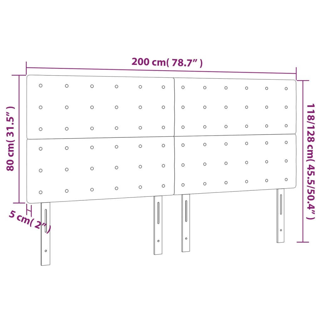 vidaXL Cabeceira de cama 4 pcs couro artificial 100x5x78/88 cm branco