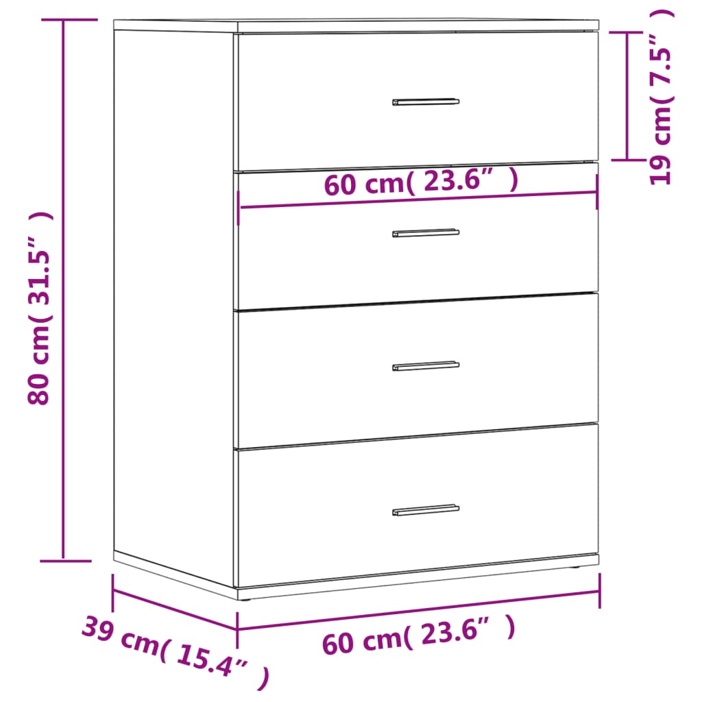 vidaXL Aparadores 2 pcs 60x39x80cm derivados madeira carvalho castanho