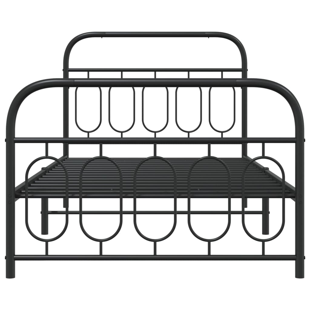 vidaXL Estrutura de cama com cabeceira e pés 100x200 cm metal preto