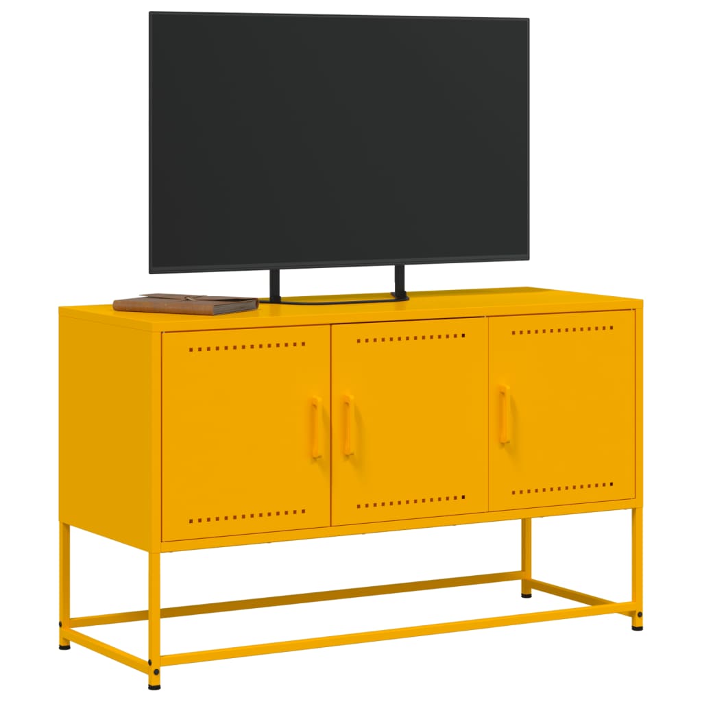 vidaXL Móvel de TV 100,5x39x60,5 cm aço amarelo mostarda