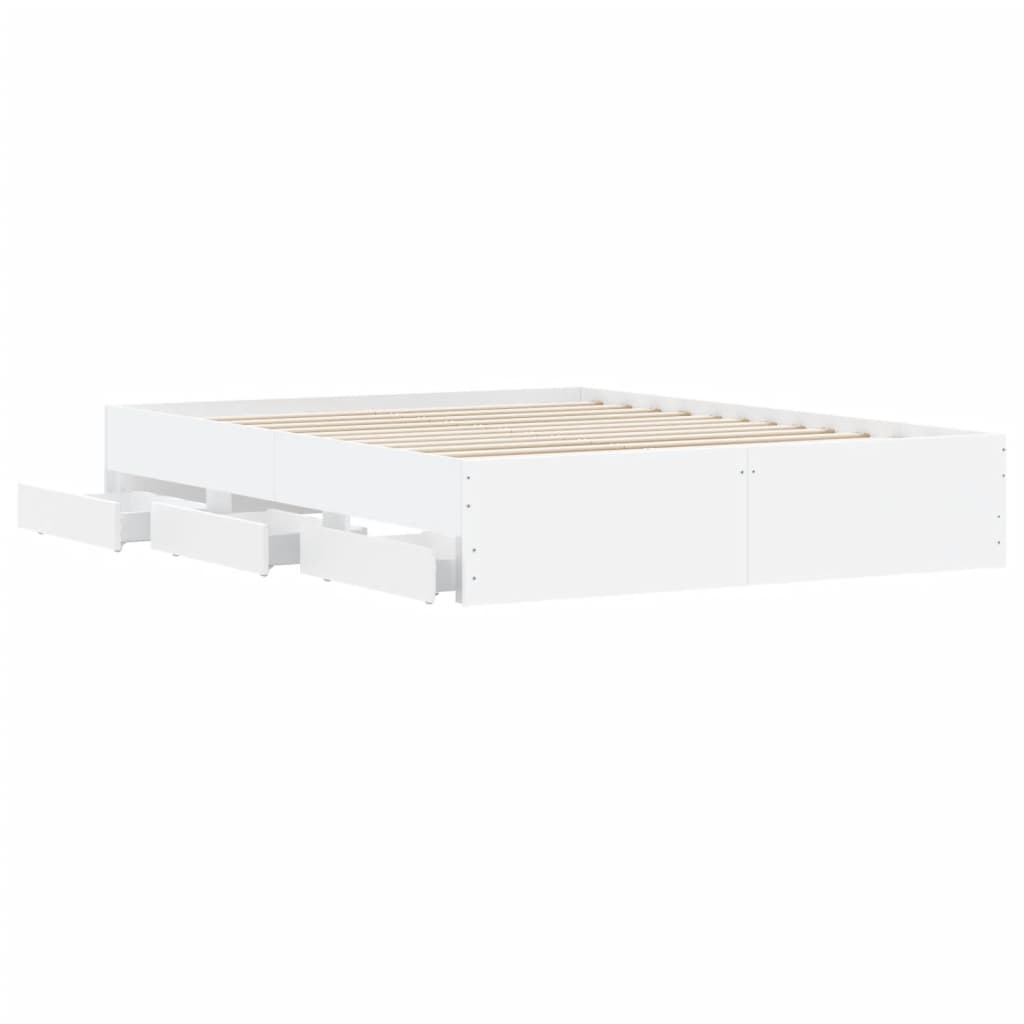 vidaXL Estrutura de cama c/ gavetas 150x200cm derivados madeira branco