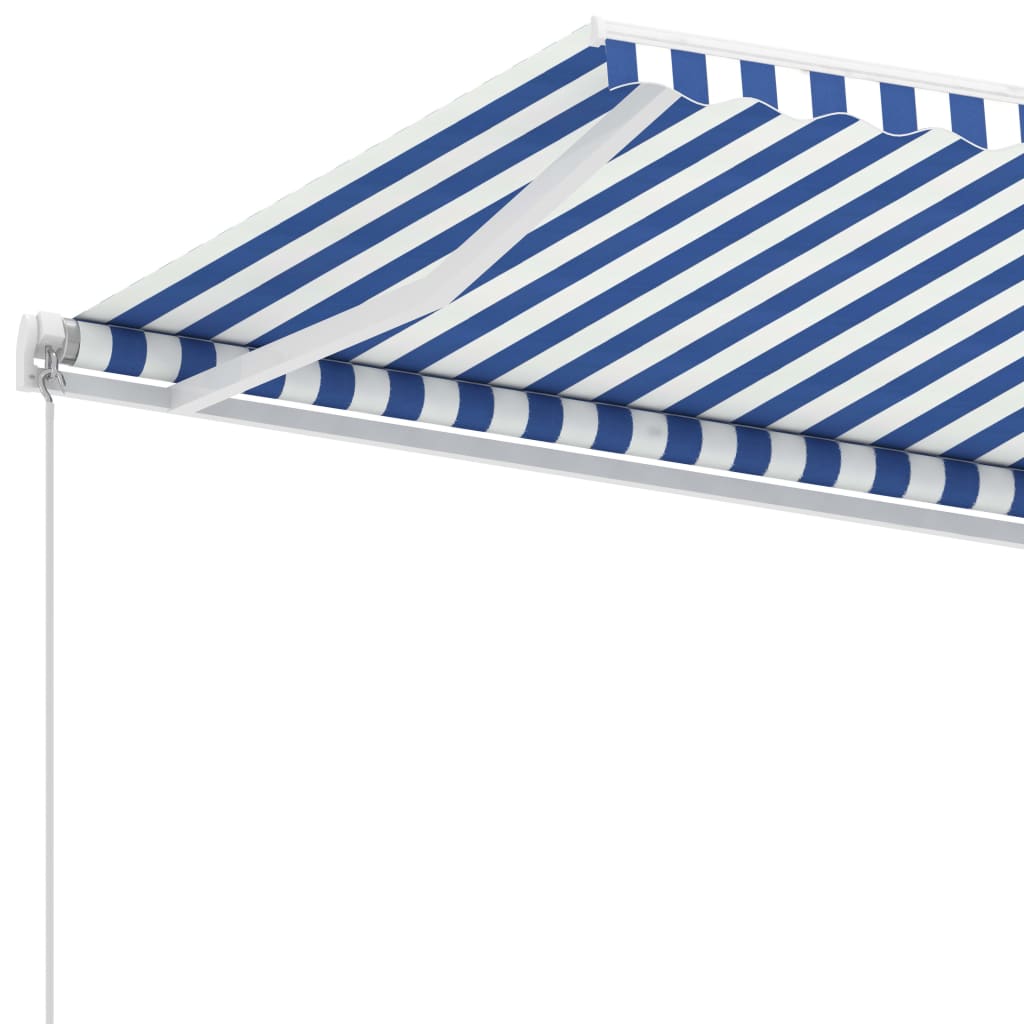 vidaXL Toldo retrátil manual independente 400x300 cm azul e branco