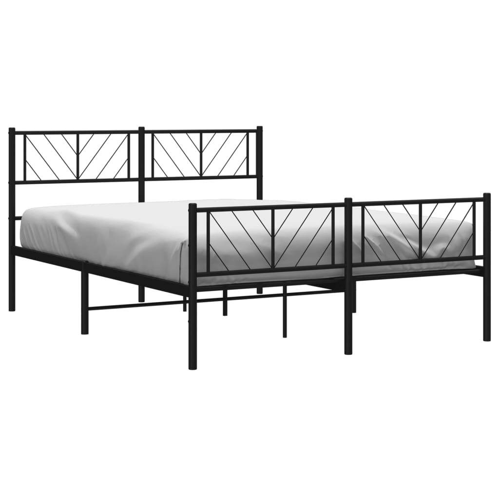 vidaXL Estrutura de cama com cabeceira e pés 135x190 cm metal preto