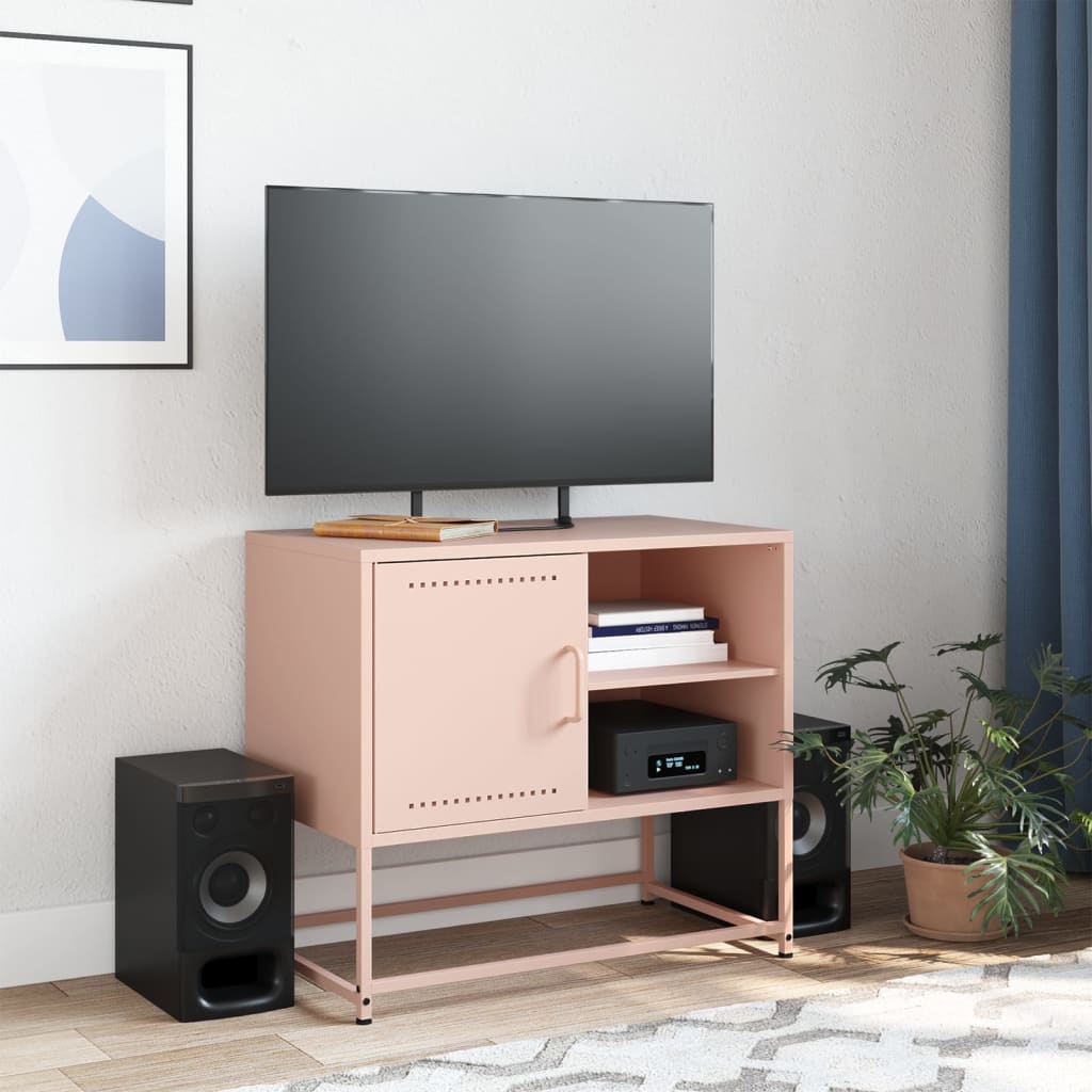 vidaXL Móvel de TV 68x39x60,5 cm aço rosa