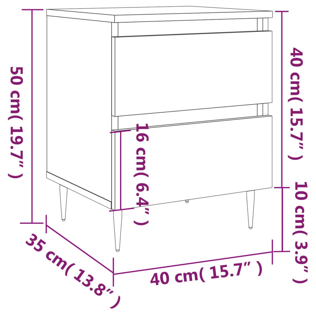 vidaXL Mesa de cabeceira 40x35x50 cm derivados madeira carvalho sonoma