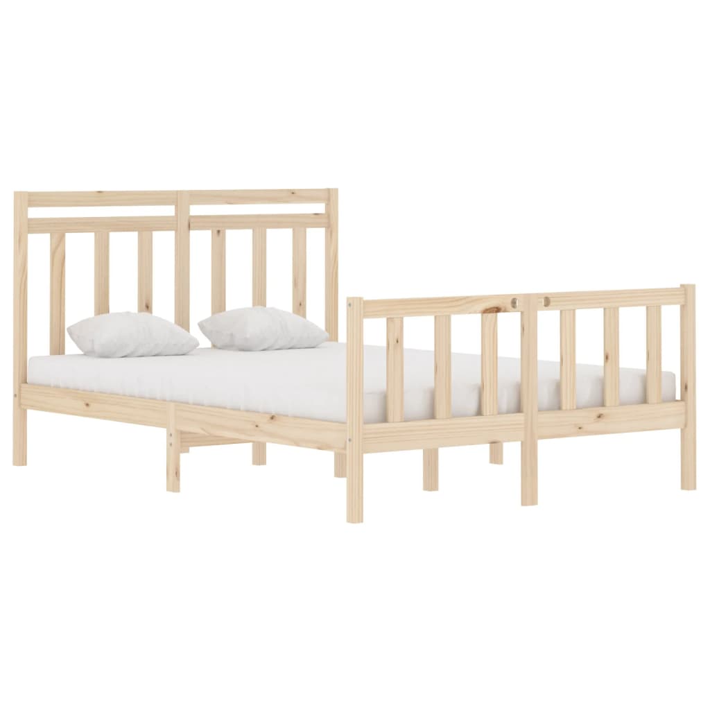 vidaXL Estrutura de cama casal 135x190 cm madeira maciça