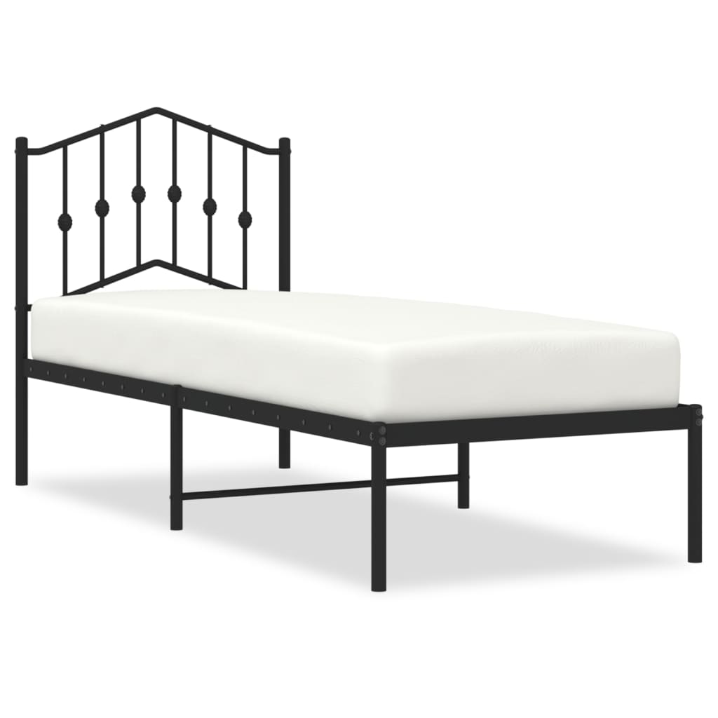 vidaXL Estrutura de cama metal s/ colchão c/ cabeceira 75x190 cm preto