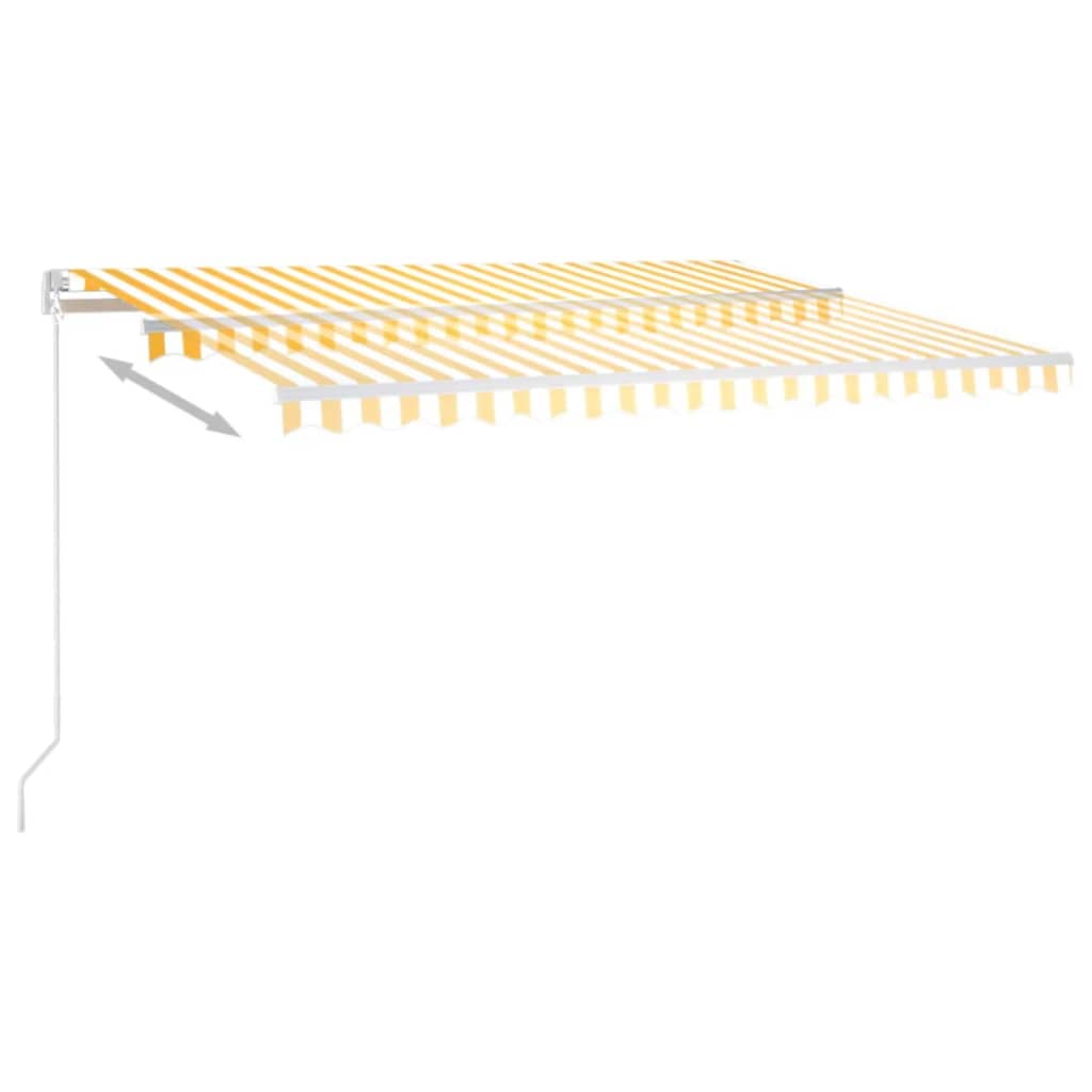 vidaXL Toldo retrátil automático com postes 4,5x3 m amarelo e branco