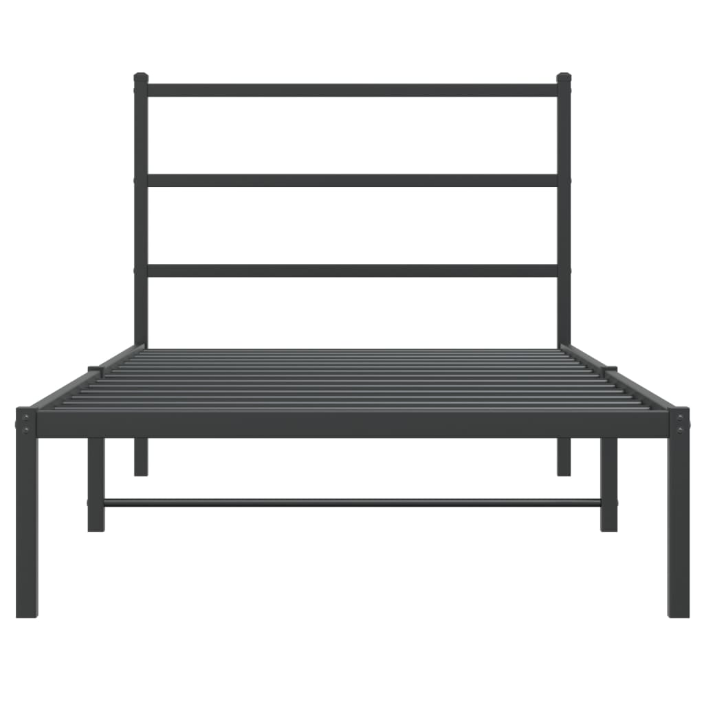 vidaXL Estrutura de cama com cabeceira 100x190 cm metal preto