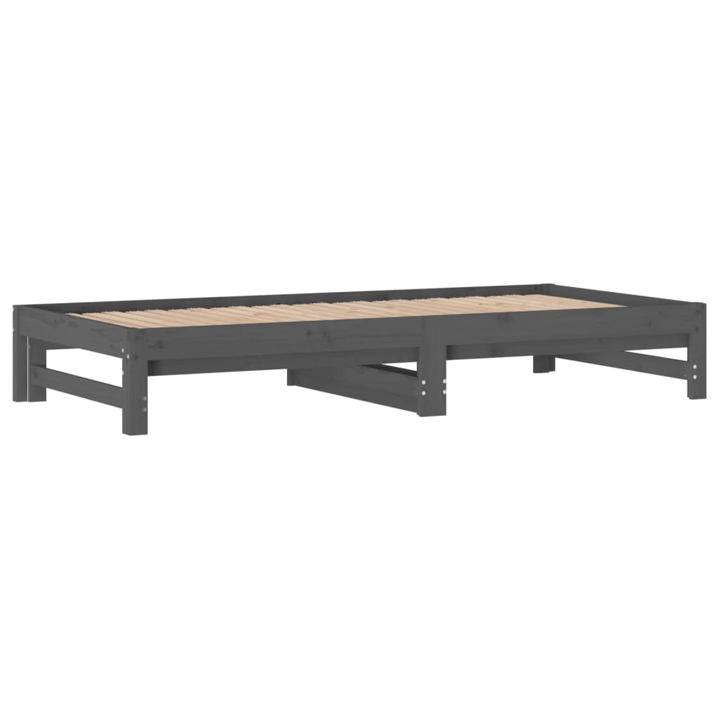 vidaXL Estrutura sofá-cama de puxar 2x(90x190) cm pinho maciço cinza