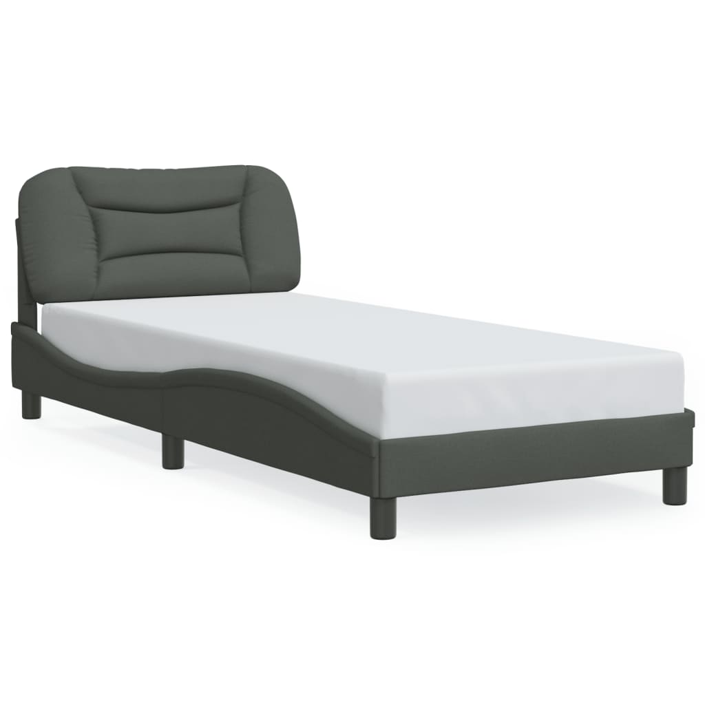 vidaXL Estrutura de cama c/ cabeceira tecido 80x200 cm cinza-escuro