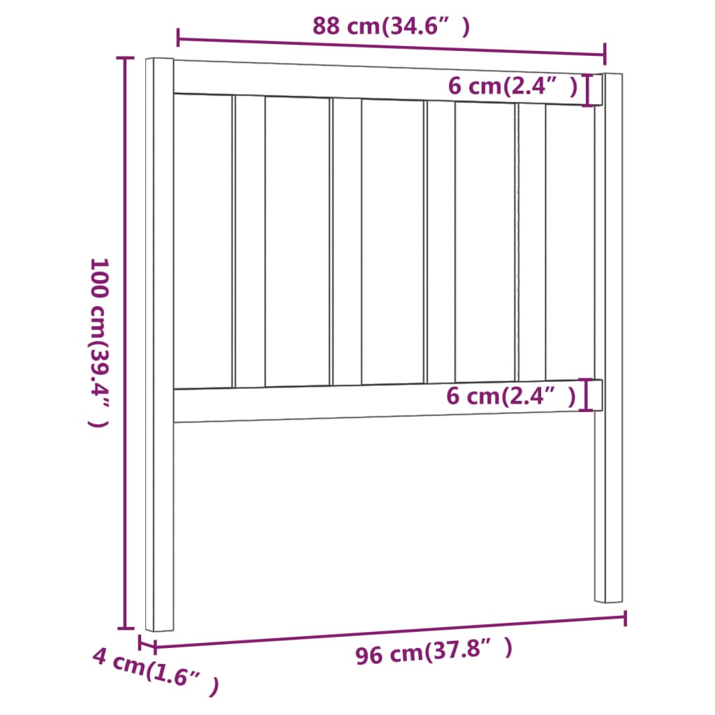 vidaXL Cabeceira de cama 96x4x100 cm pinho maciço cinzento