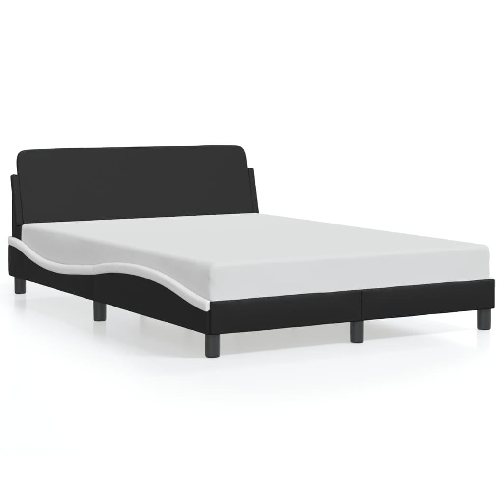 vidaXL Estrutura cama c/ cabeceira 140x200 couro artif. preto/branco