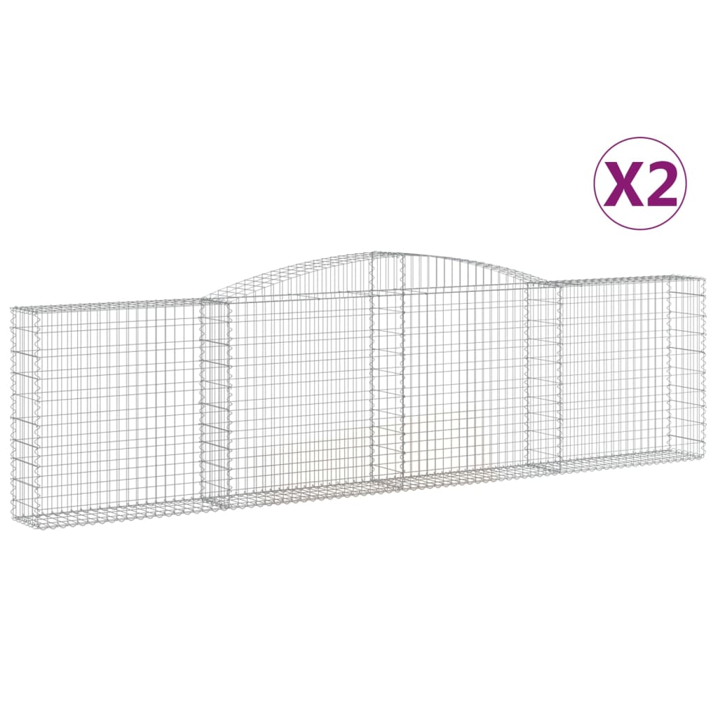 vidaXL Cestos gabião arqueados 2pcs 400x30x100/120cm ferro galvanizado