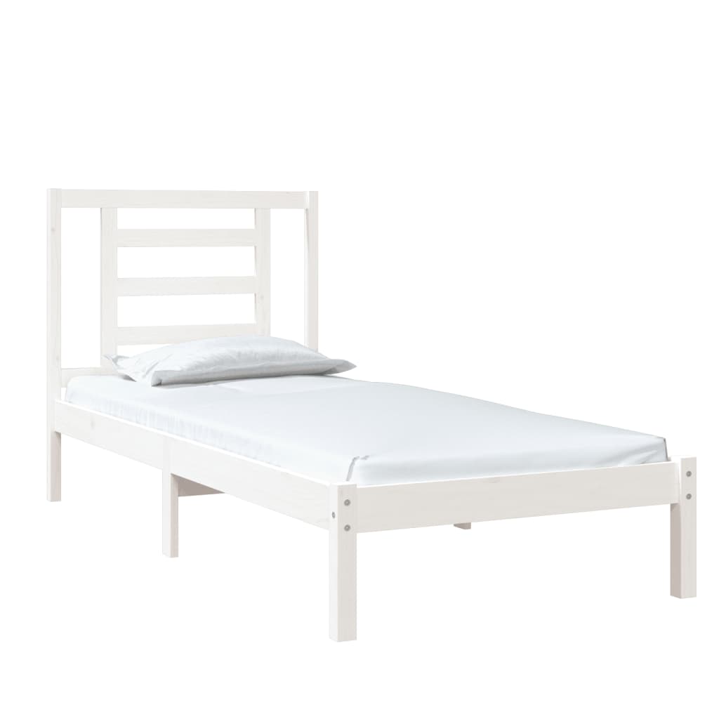 vidaXL Estrutura cama pequena solteiro 75x190 cm madeira maciça branco