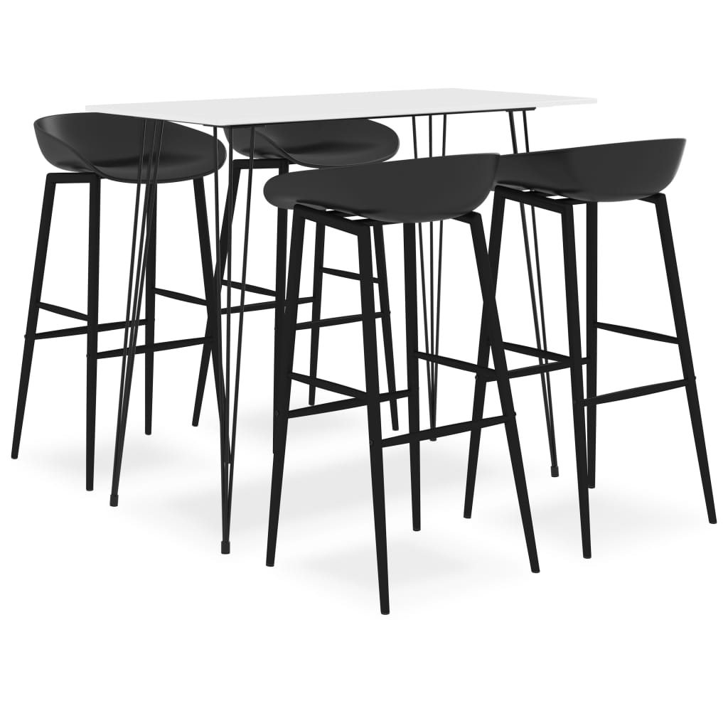 vidaXL 5 pcs conjunto de bar branco e preto