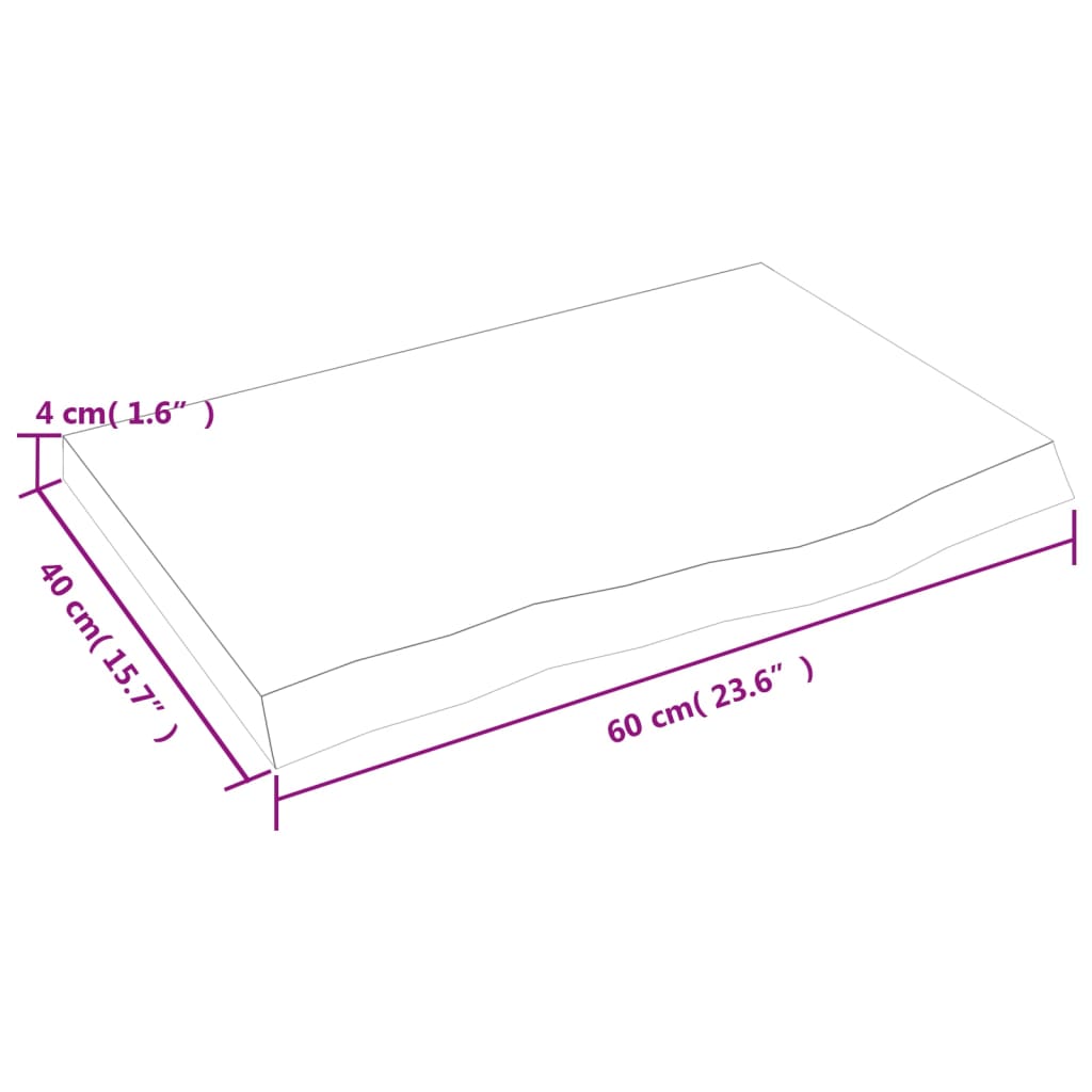 vidaXL Bancada p/ WC 60x40x(2-4)cm madeira tratada maciça castanho