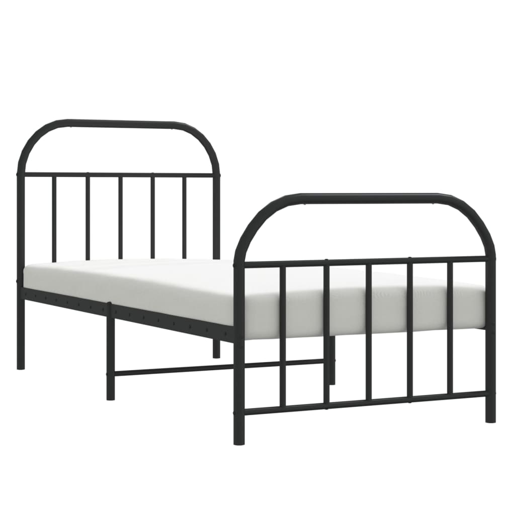 vidaXL Estrutura de cama com cabeceira e pés 90x200 cm metal preto