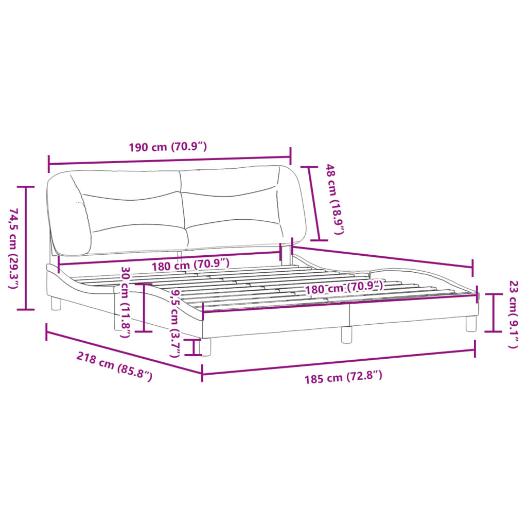 vidaXL Estrutura cama c/ cabeceira 180x200 cm couro artificial branco