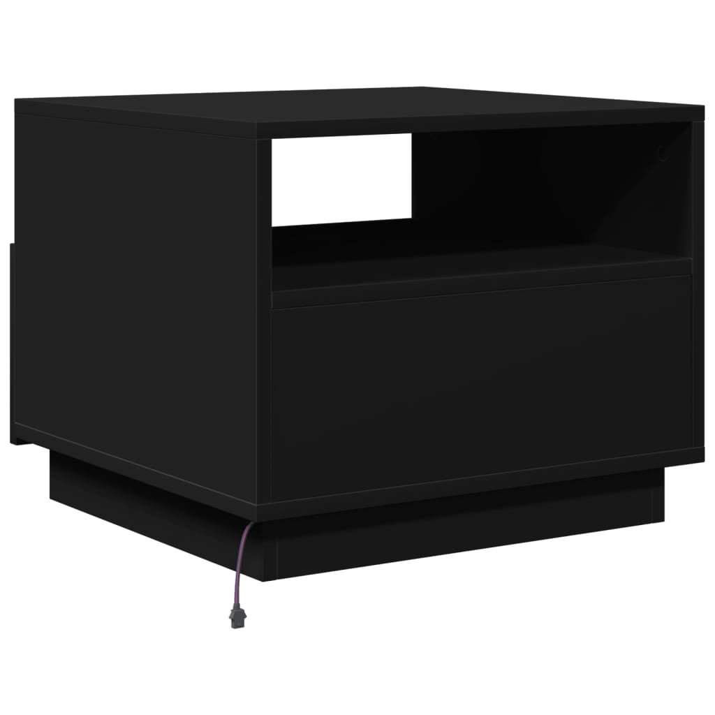 vidaXL Mesa de centro com luzes LED 50x49x40 cm preto