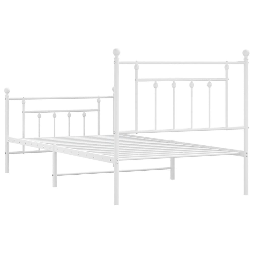 vidaXL Estrutura de cama com cabeceira e pés 100x190 cm metal branco