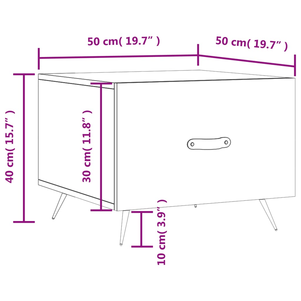 vidaXL Mesas de centro 2 pcs 50x50x40 cm branco brilhante