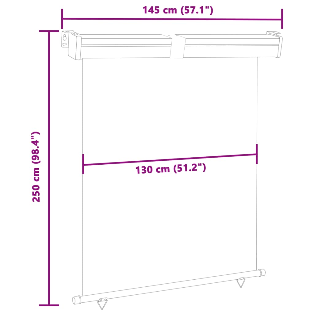 vidaXL Toldo lateral para varanda 145x250 cm preto