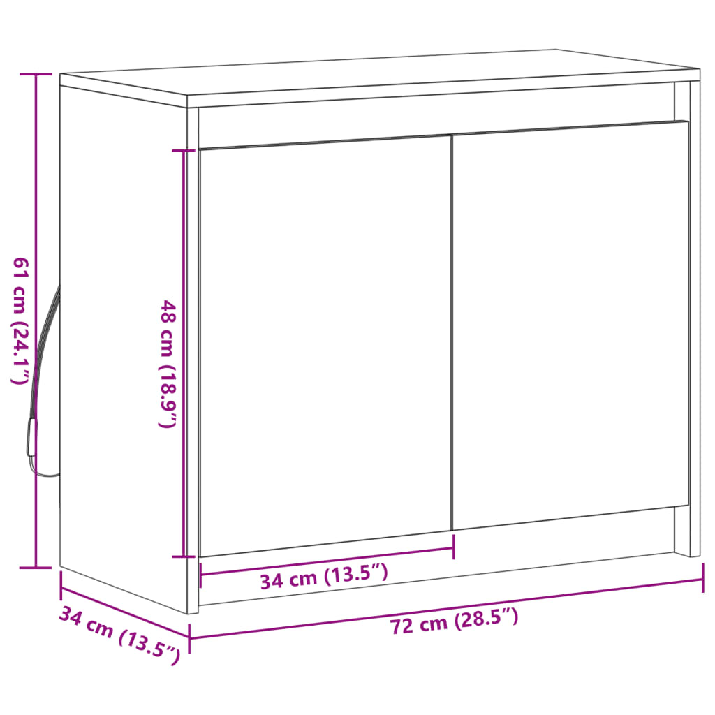 vidaXL Aparador c/ luzes LED 72x34x61 cm derivados de madeira preto