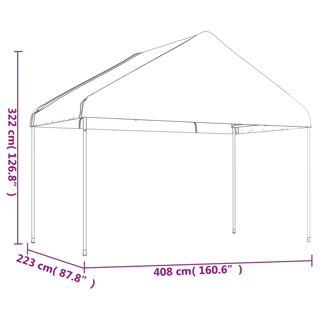 vidaXL Gazebo com telhado 13,38x4,08x3,22 m polietileno branco