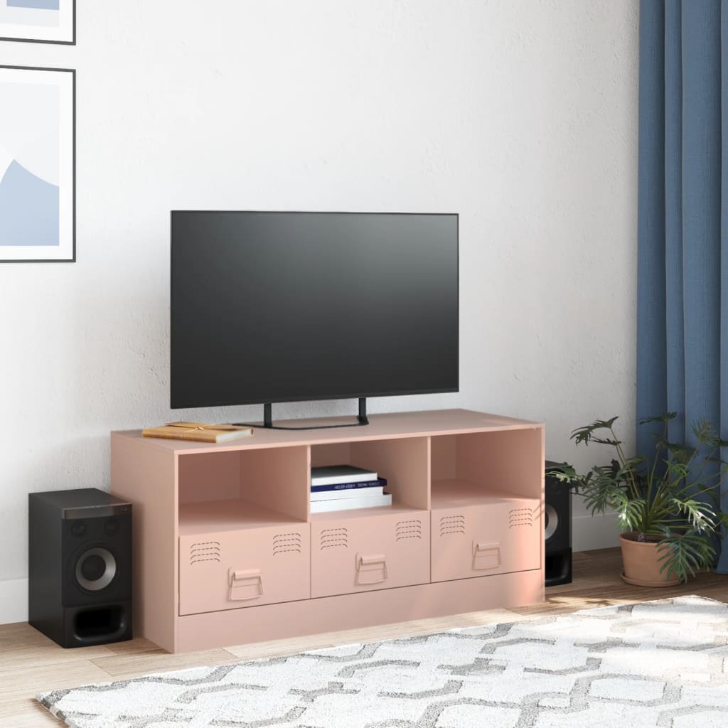 vidaXL Móvel de TV 99x39x44 aço rosa